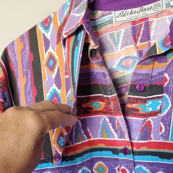 Vintage Western Aztec Print Button Down Shirt M - Picture 5 of 8